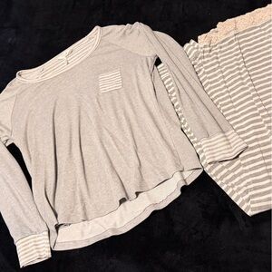 Women's Gray Striped Sleepwear Set